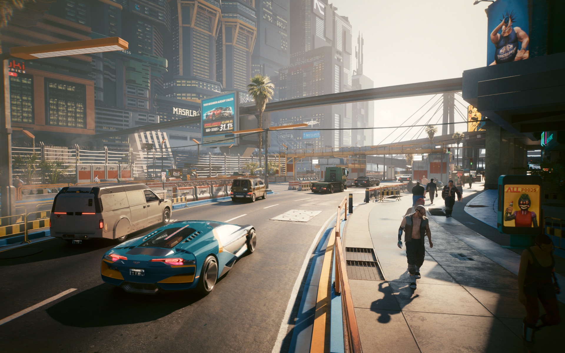 Official Cyberpunk 2077 street-level Night City scene