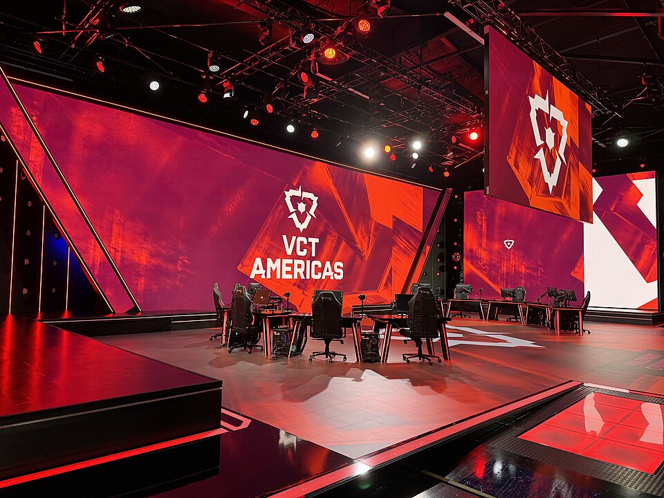Player stations on the VCT Americas stage in February 2024