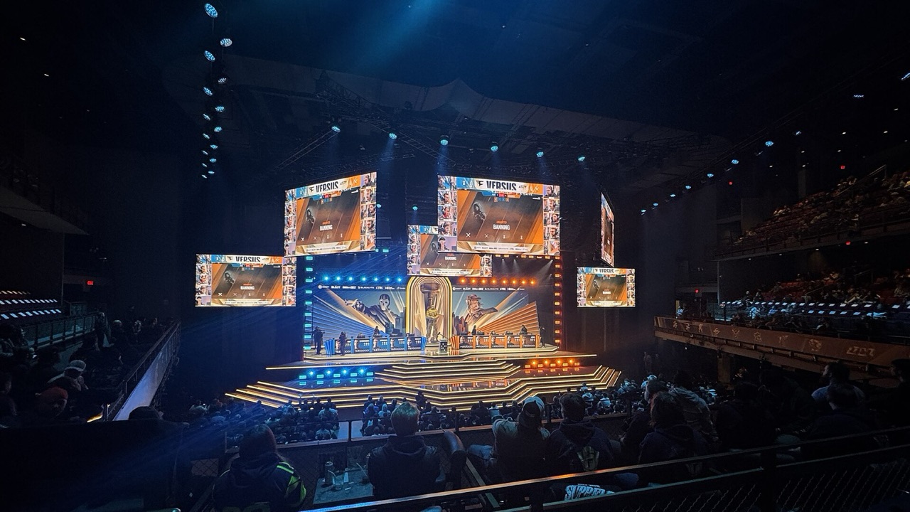 Blue and orange Six Invitational 2025 stage seen from the audience