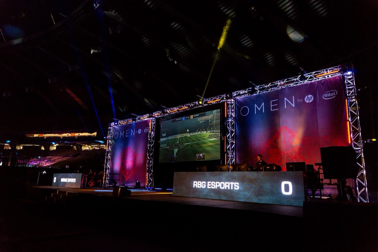 Rocket League teams competing on the DreamHack Montreal 2018 stage