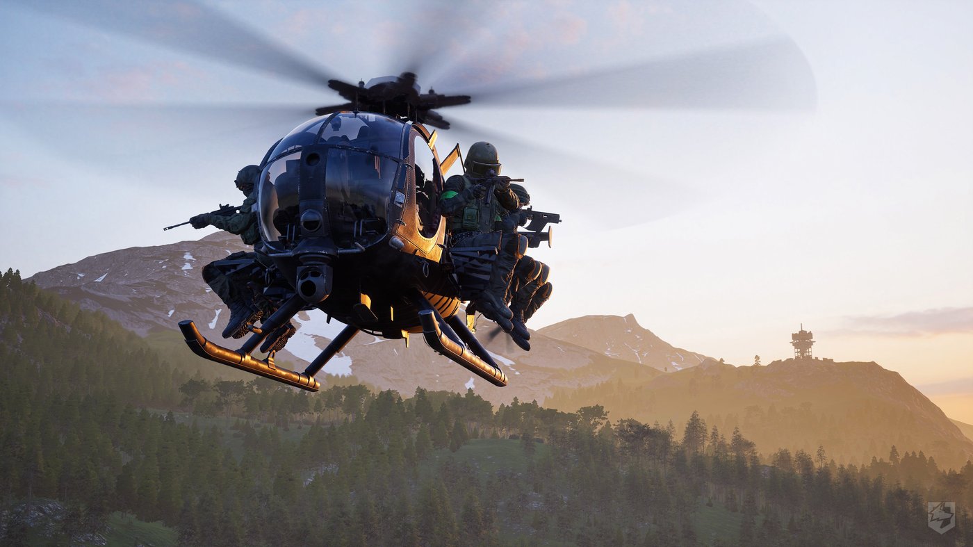 Official WARDOGS Little Bird helicopter image for squad transport