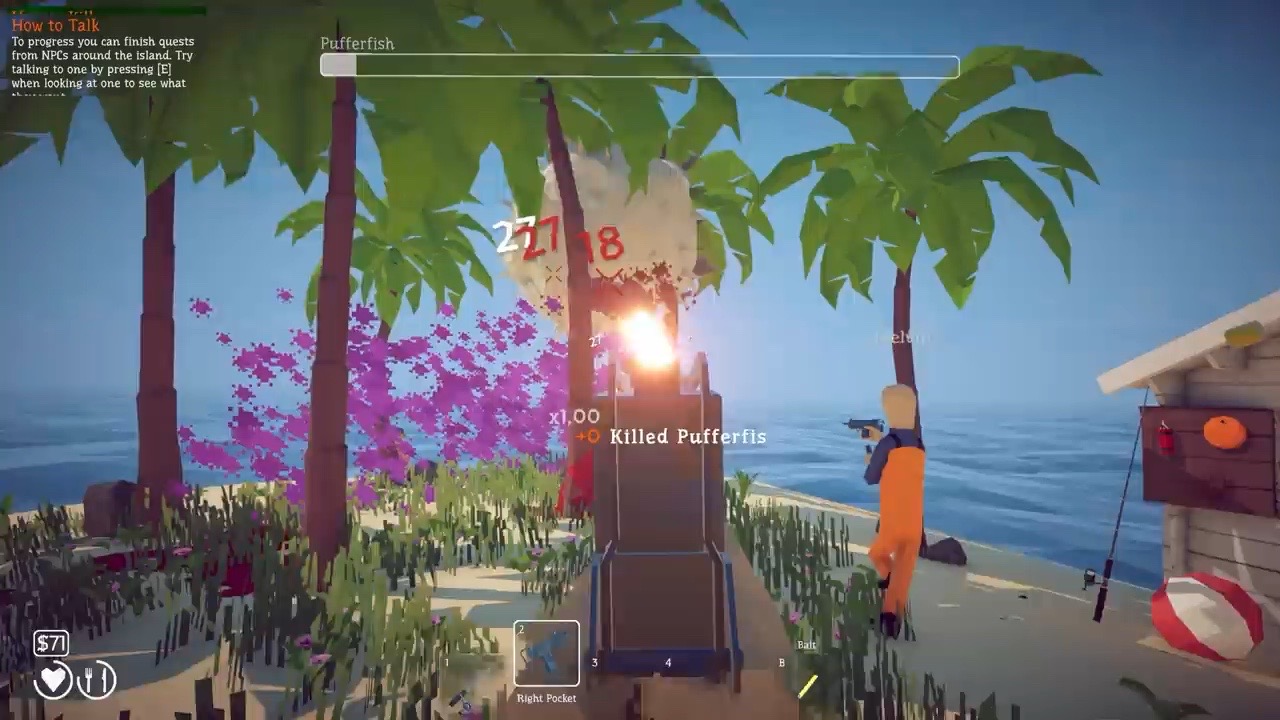 Players fighting the Pufferfish boss in the official How to Fish release trailer