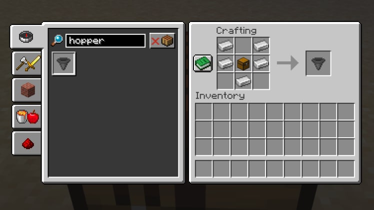 The Minecraft crafting interface showing an official item recipe example