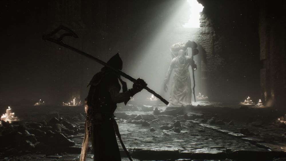 A Mortal Shell II warrior carrying a polearm in an official screenshot