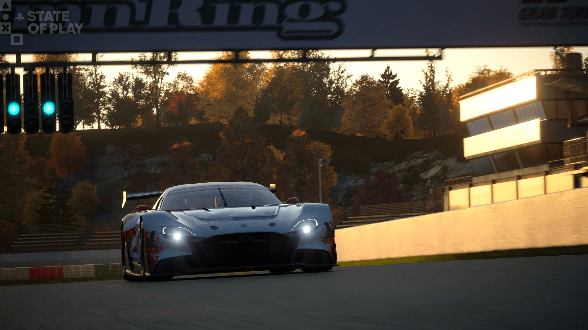 Gran Turismo 7 cars race on a bright circuit in official Spec IV artwork
