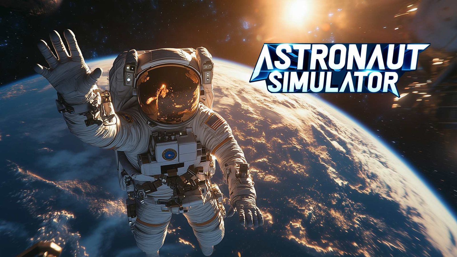 Astronaut schwebt über der Erde im offiziellen Astronaut Simulator Nintendo-Bild.