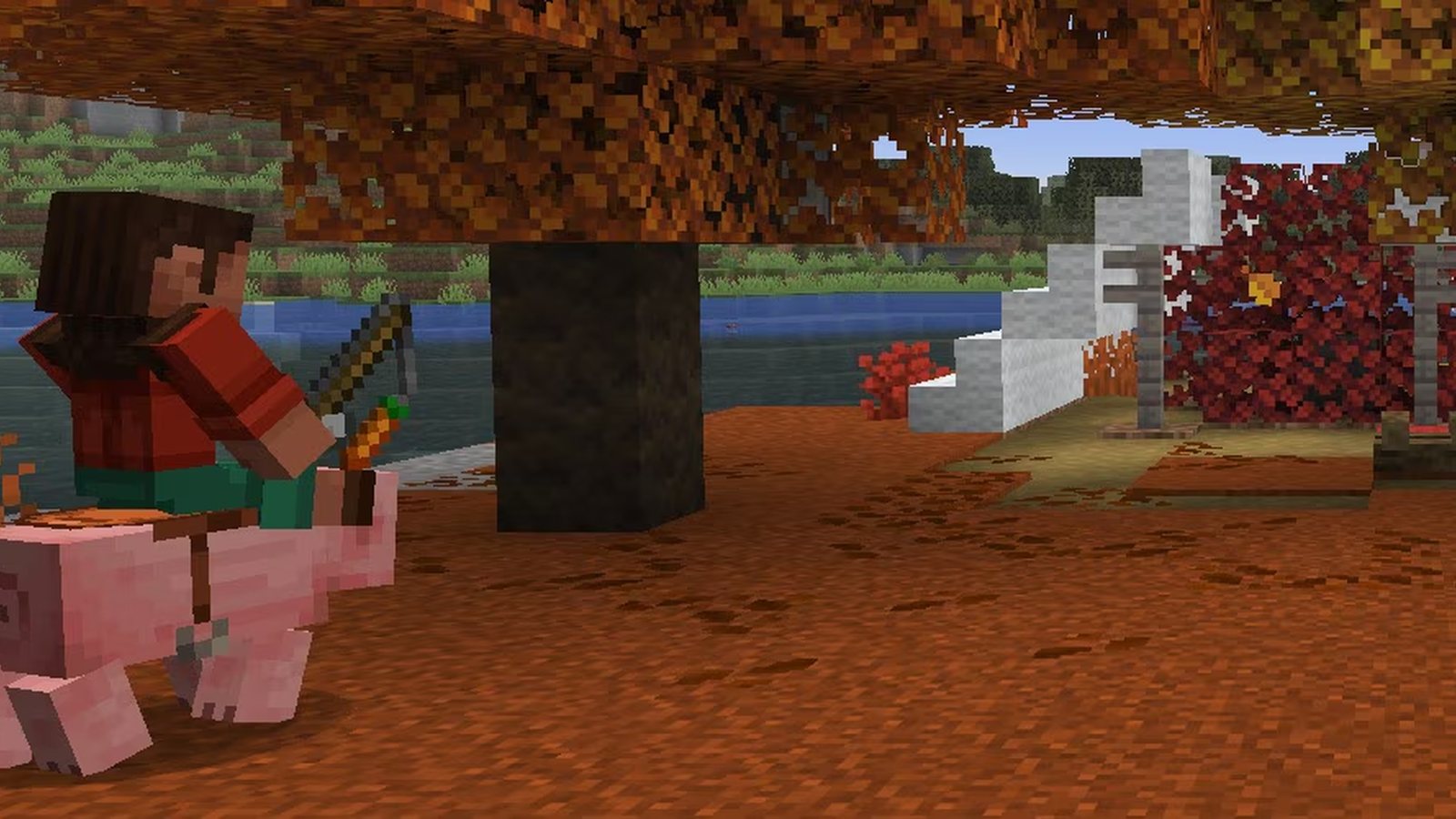 Paisagem oficial brilhante Minecraft usada para as notas de pré-lançamento 26.3