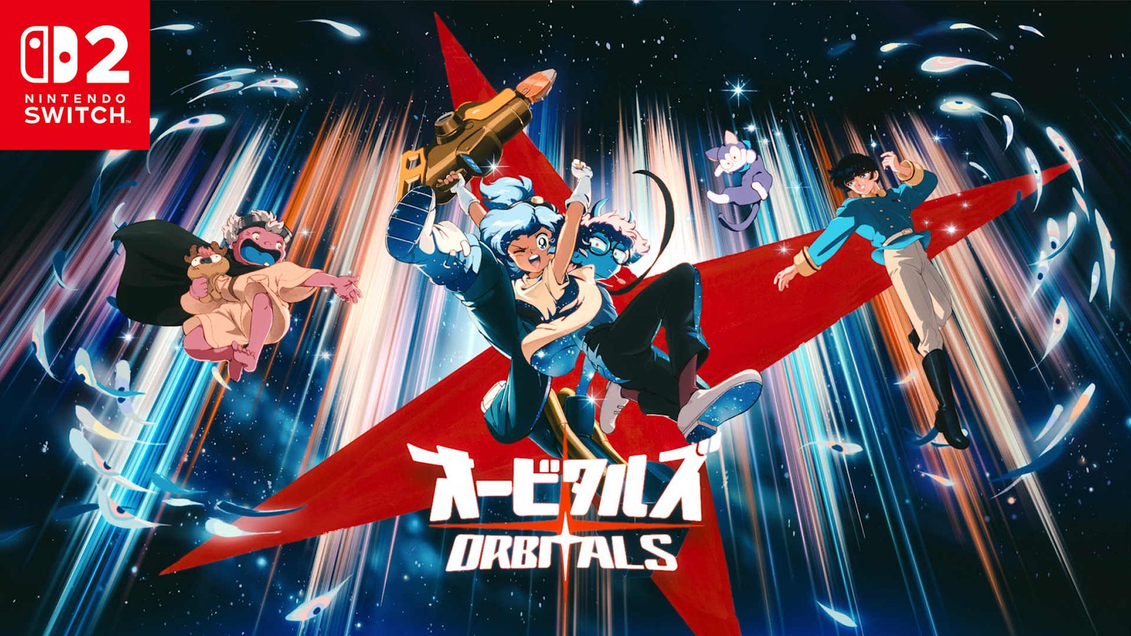 Maki e Omura voam pelo espaço na arte oficial Orbitals Nintendo Switch 2