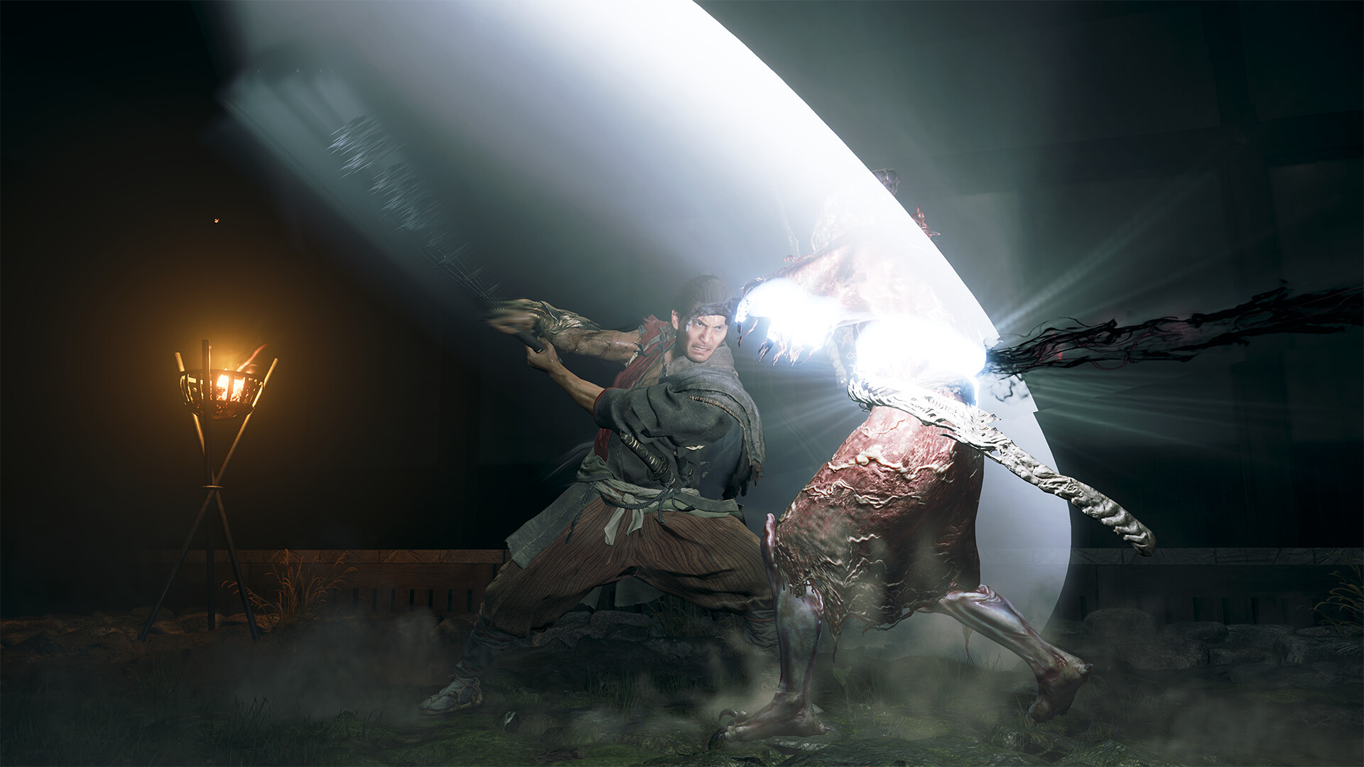 Musashi uses the Oni Gauntlet during an official gameplay sequence