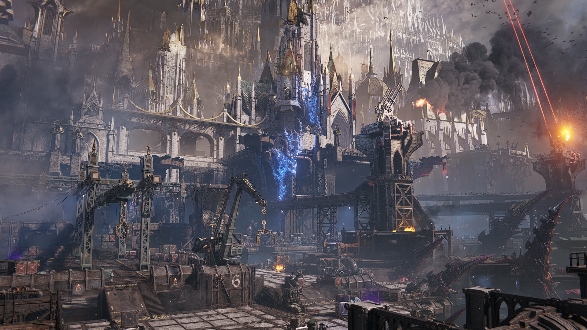 Official Focus preview of the new Avarax Siege battlefield with industrial structures and combat effects