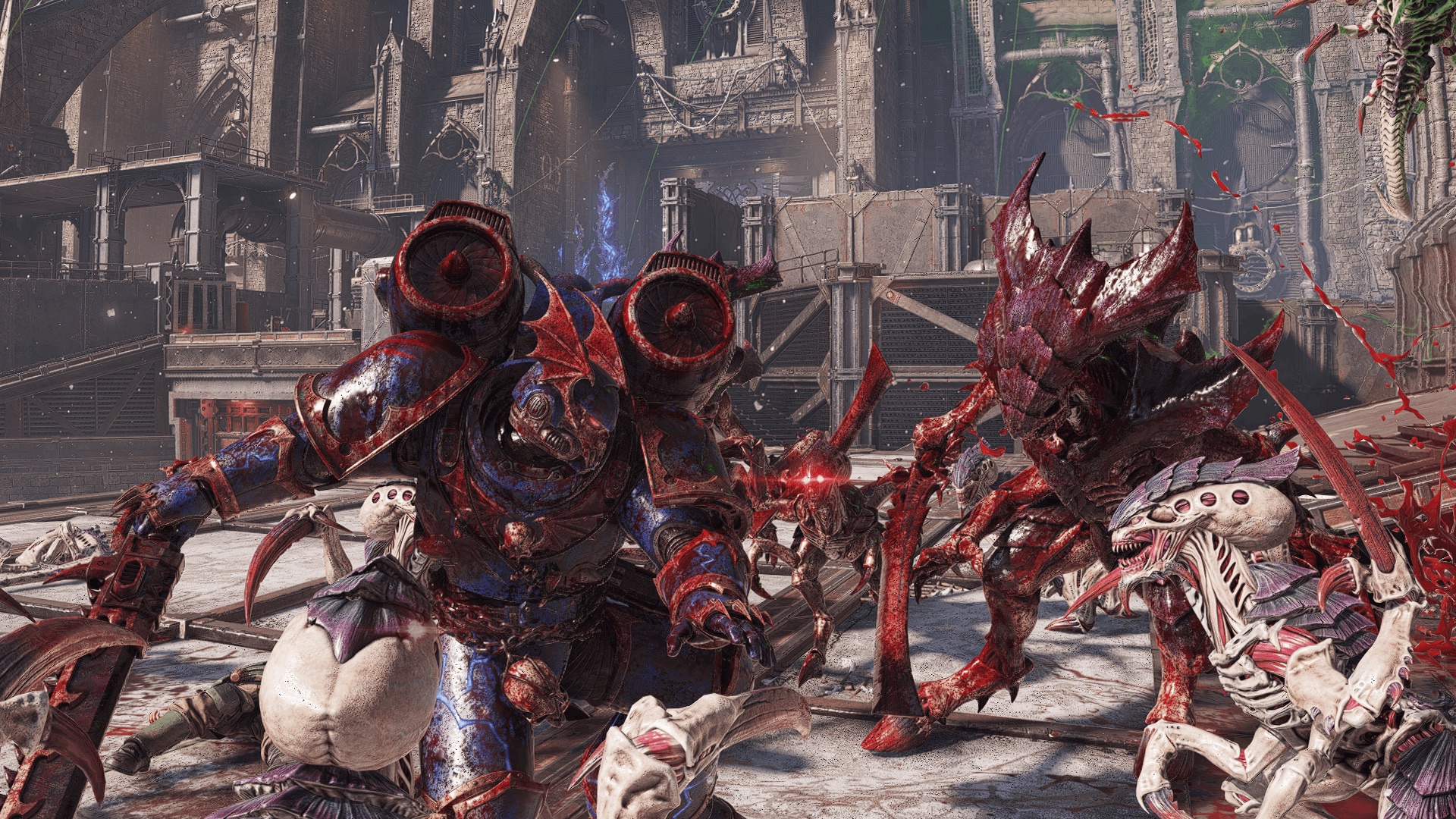 Official Focus Chaos Siege preview showing a Chaos Space Marine fighting Tyranid creatures on Avarax