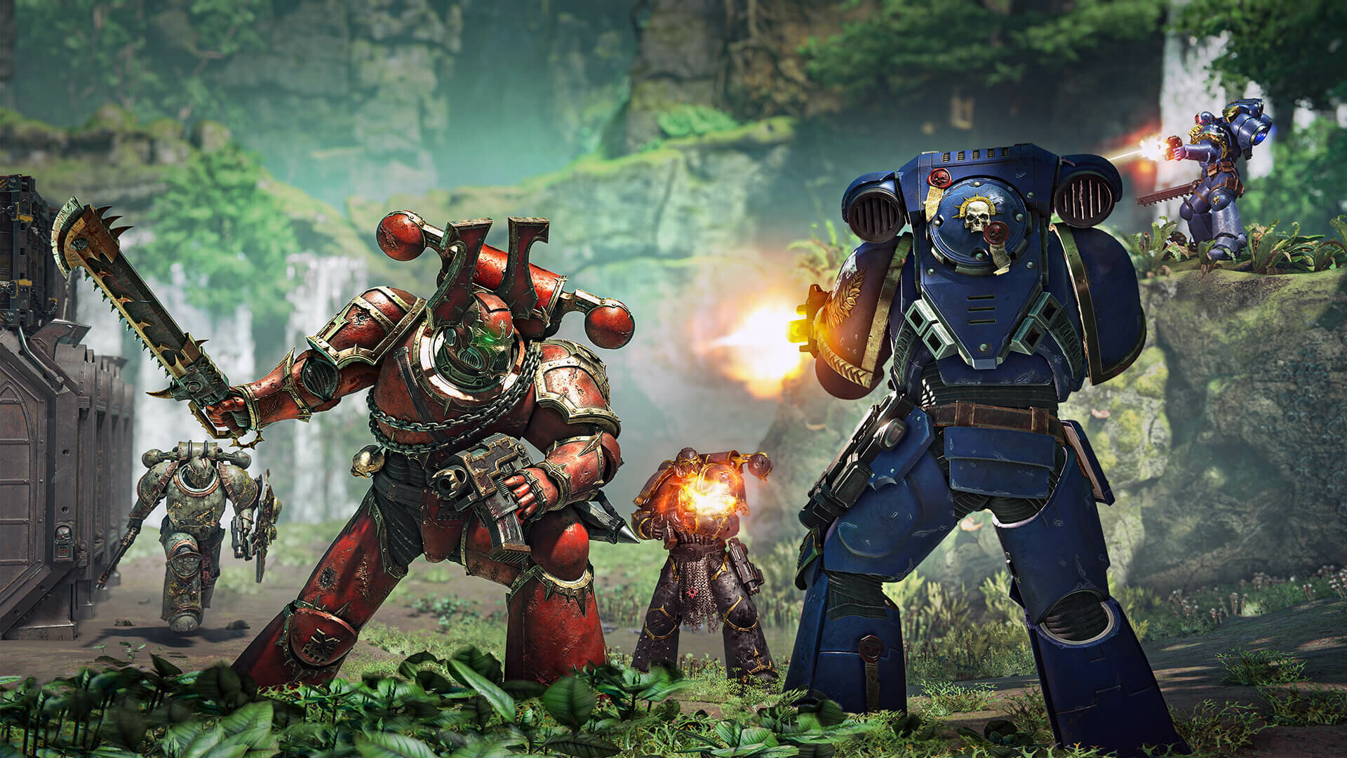 Ultramarines fight together in official Space Marine 2 co-op artwork