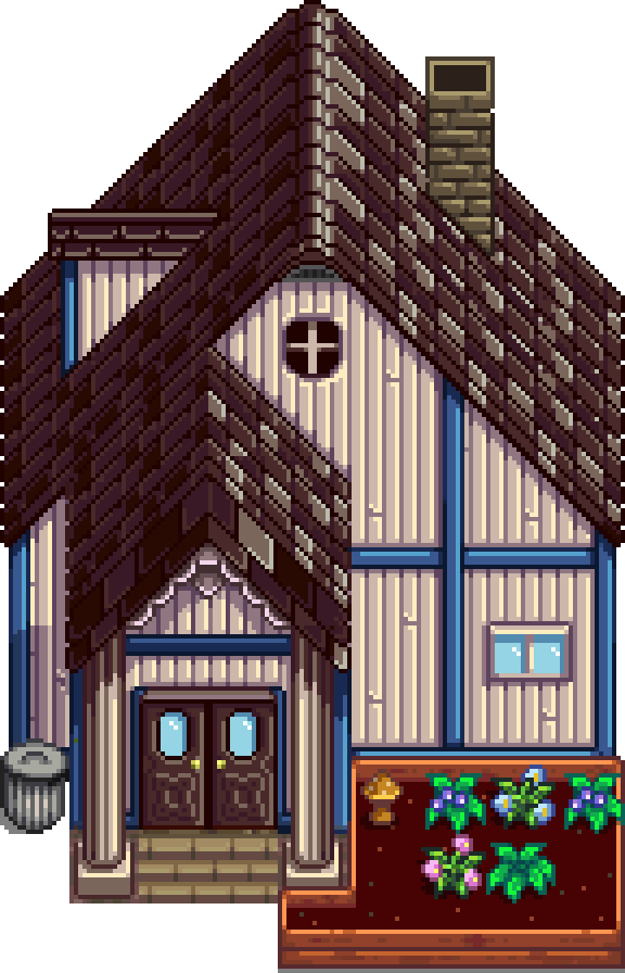 In-game exterior of Mayor Lewis's house in Pelican Town