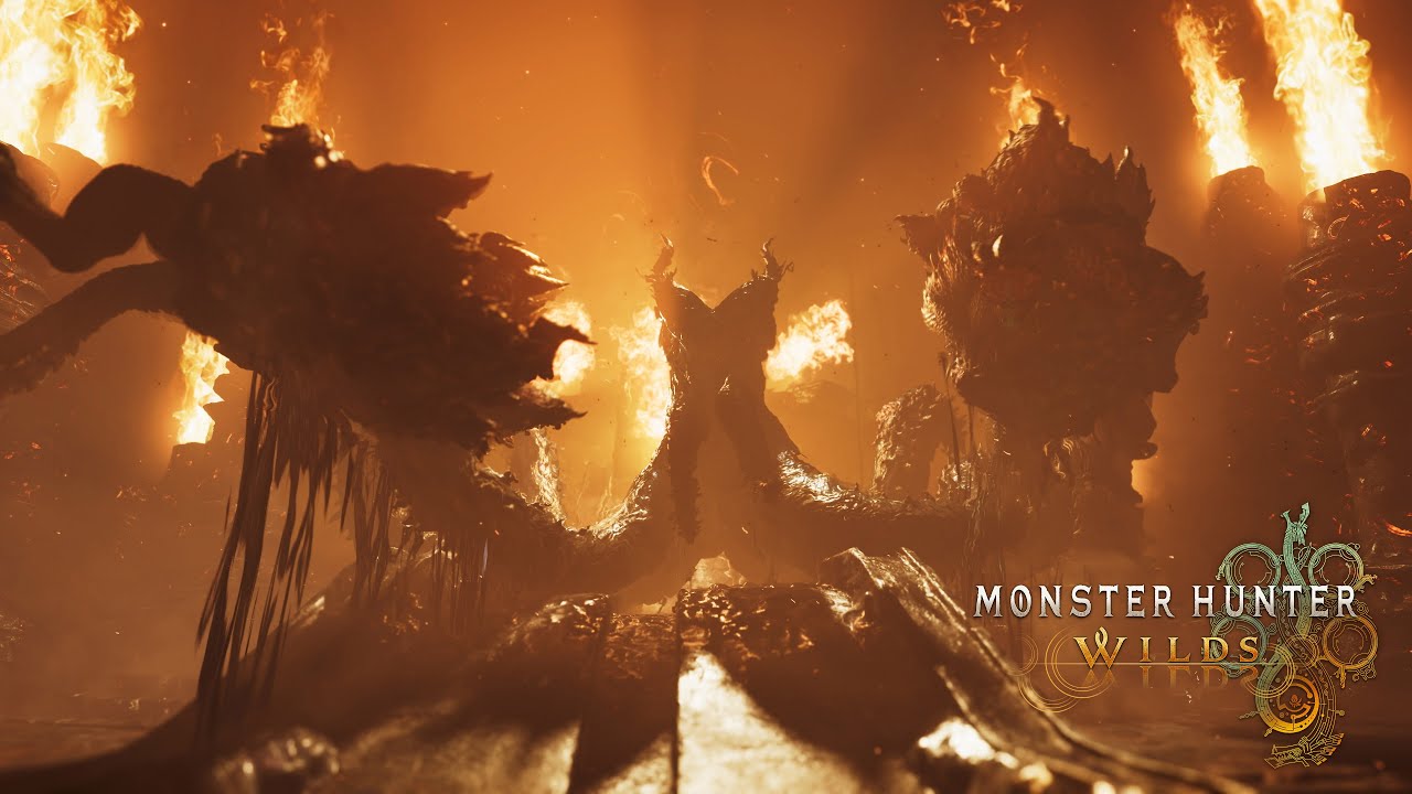 A hunter facing the Black Flame in Monster Hunter Wilds